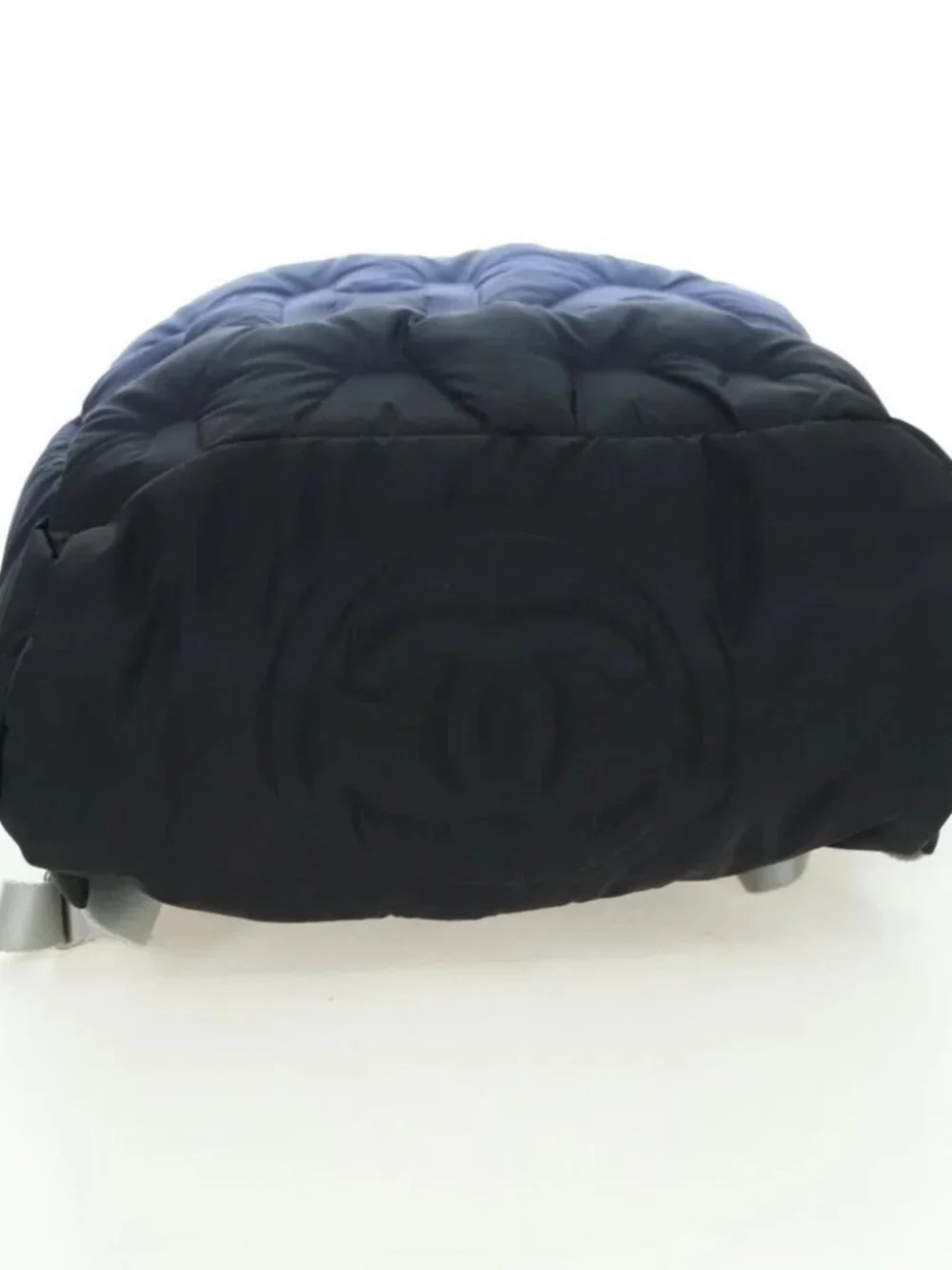 CHANEL Doudone Backpack Nylon Blue Silver CC Auth mr2366SAM